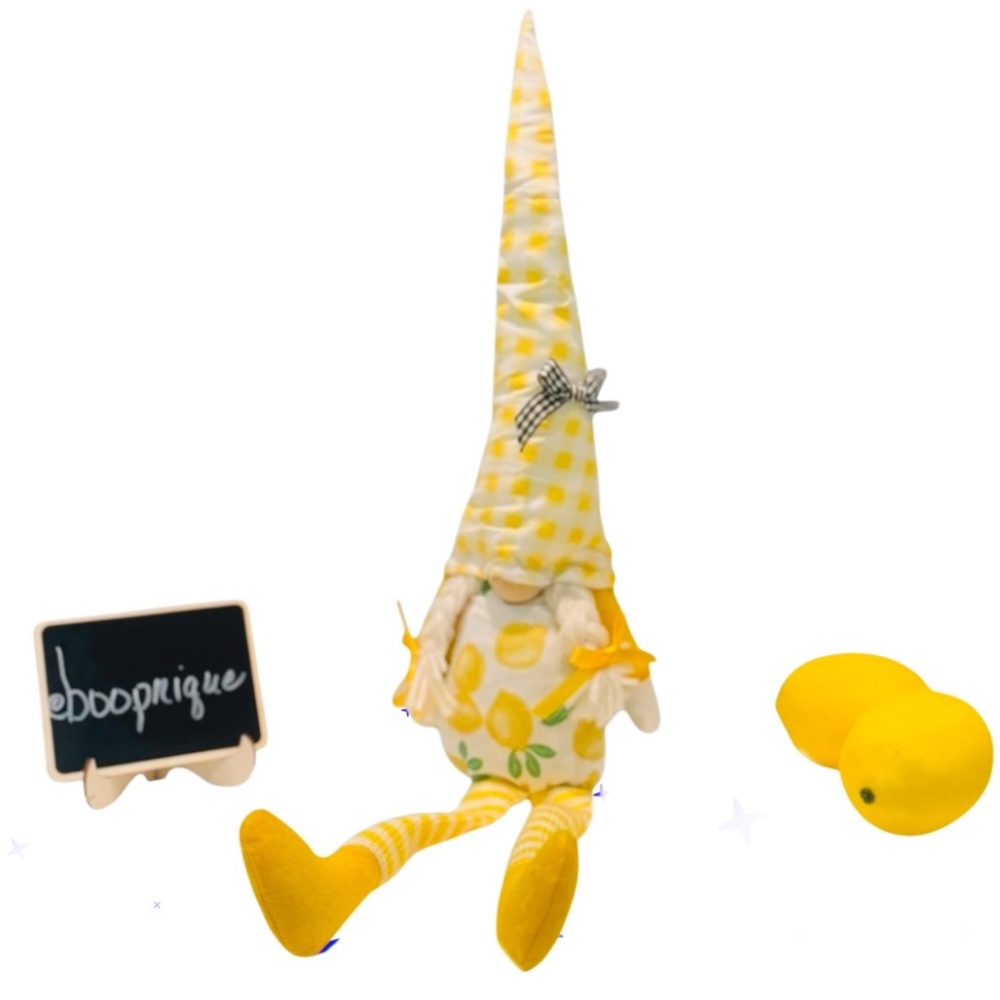 Lemon Gnome Checkered Plush Doll